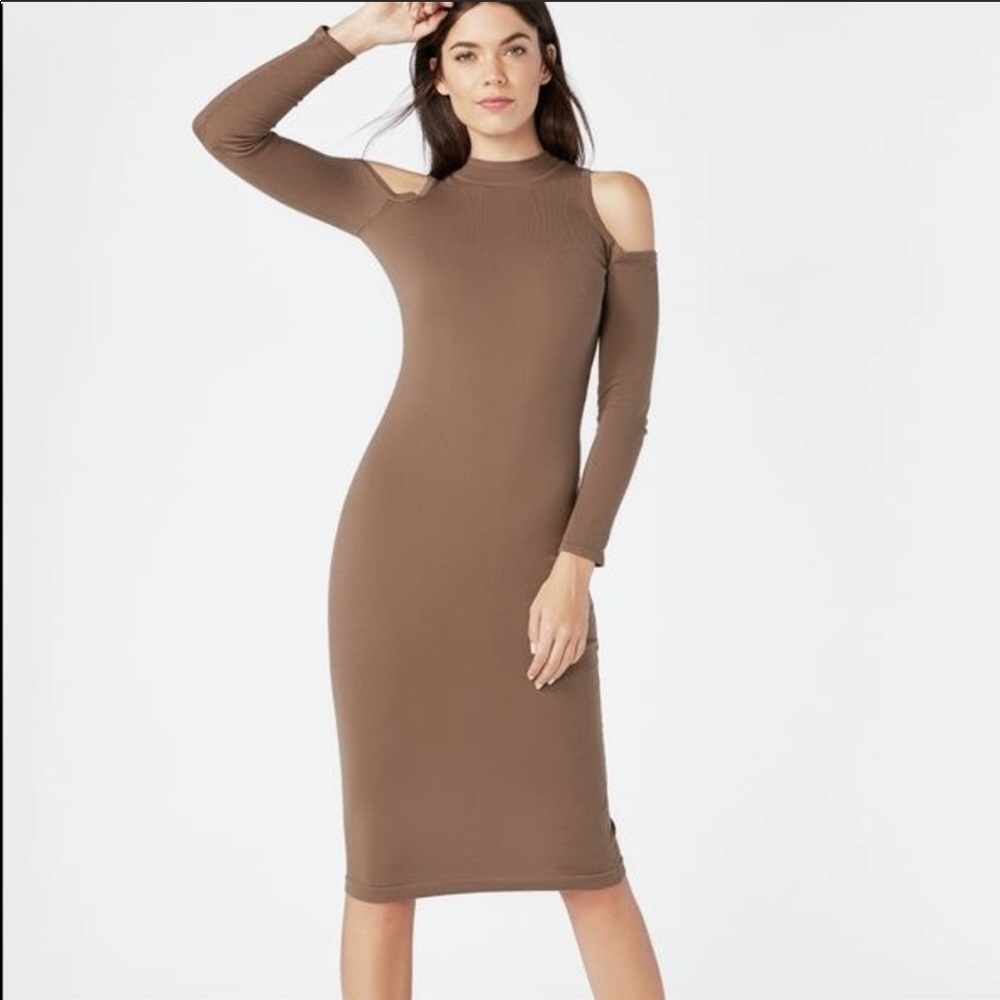 JustFab Midi Cold Shoulder Sweater Dress